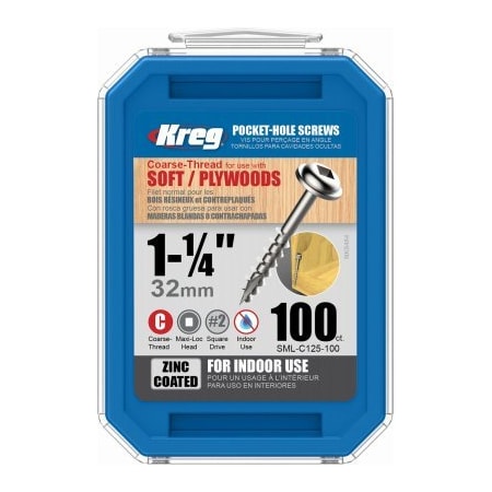 Kreg 100PK 125 Pock Screws SML-C125-100